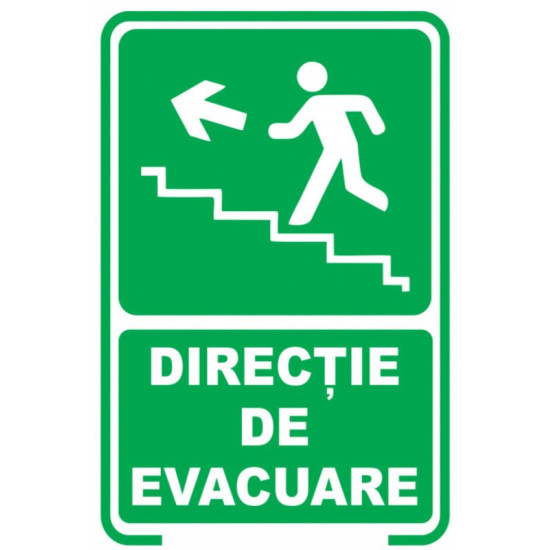 Semn indicator, directia de evacuare scari sus stanga
