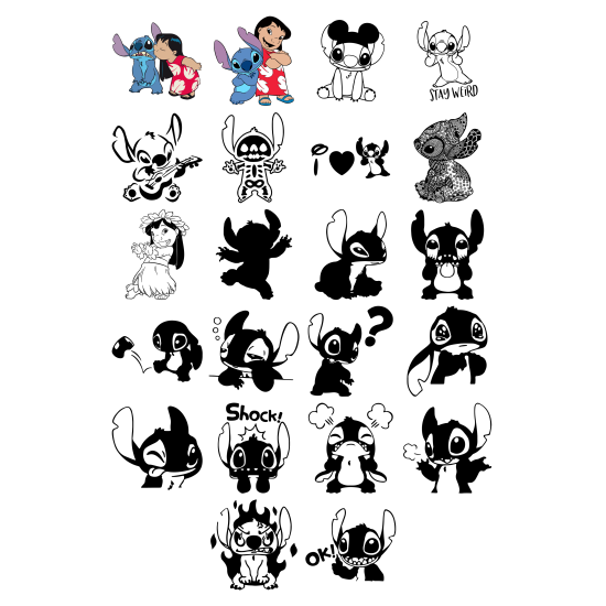 Set 44 Stickere Stitch, Stickere Decorative pentru Copii, Laptop, Telefon si Mobilier, Multicolor, STK-S vol.4