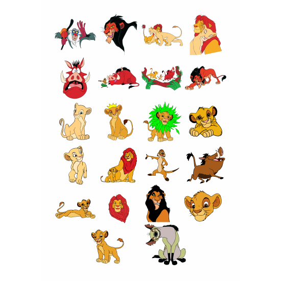 Set 22 Stickere Decorative – Regele Leu si Prietenii, Diverse Modele, Multicolor, STK-S – Vol. 1