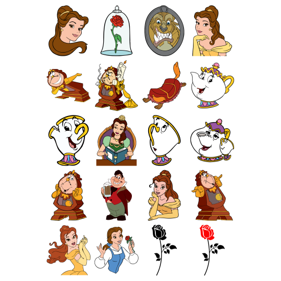 Set 20 Stickere Decorative – Frumoasa si Bestia – Diverse Modele, Multicolor, STK-S . Vol.2