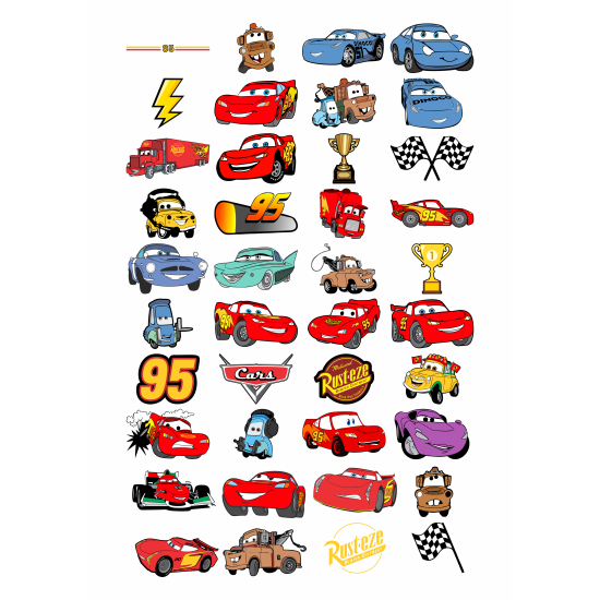 Set 40 Stickere Decorative Cars – Masini de Curse – Diverse Modele, Multicolor, STK-S - 40 Buc.