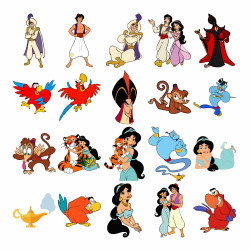 Set 20 Stickere Decorative – Aladdin si Prietenii, Diverse Modele, Multicolor, STK-S- 20 buc