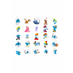 Set 25 Stickere Decorative – Strumfii, Diverse Modele, Multicolor, STK-S – Vol. 1