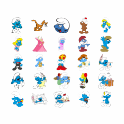 Set 25 Stickere Decorative – Strumfii, Diverse Modele, Multicolor, STK-S – Vol. 1