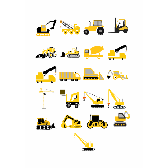 Set 21 Stickere Decorative – Utilaje Constructii – Diverse Modele, STK-S- Vol. 1