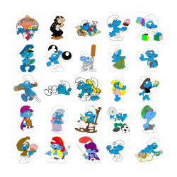 Set 25 Stickere Decorative – Strumfii, Diverse Modele, Multicolor, STK-S – Vol. 2