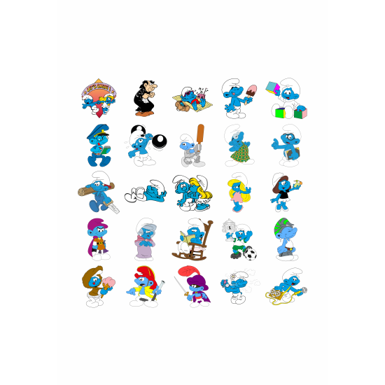 Set 25 Stickere Decorative – Strumfii, Diverse Modele, Multicolor, STK-S – Vol. 2