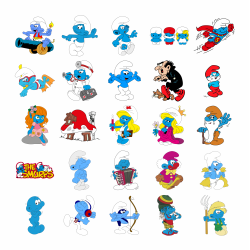 Set 25 Stickere Decorative – Strumfii, Diverse Modele, Multicolor, STK-S – Vol. 3
