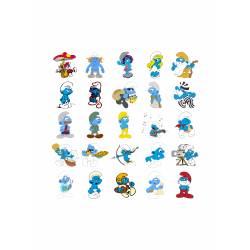 Set 25 Stickere Decorative – Strumfii, Diverse Modele, Multicolor, STK-S – Vol. 4