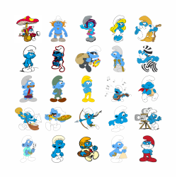 Set 25 Stickere Decorative – Strumfii, Diverse Modele, Multicolor, STK-S – Vol. 4