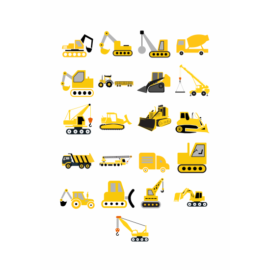 Set 21 Stickere Decorative – Utilaje Constructii – Diverse Modele, STK-S- Vol.4