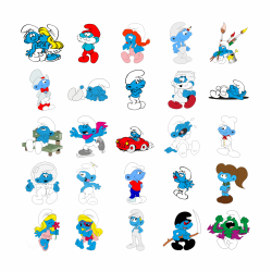 Set 25 Stickere Decorative – Strumfii, Diverse Modele, Multicolor, STK-S – Vol. 5
