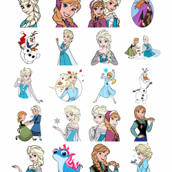 Set 20 Stickere Decorative – Frozen, Elsa, Anna, Olaf si Personaje, Diverse Modele, Multicolor, STK-S