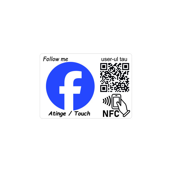 Sticker NFC si QR personalizat facebook