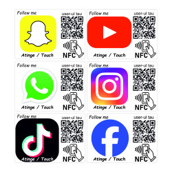 Sticker NFC si QR personalizat  retele sociale 