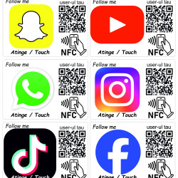Sticker NFC si QR personalizat  retele sociale 